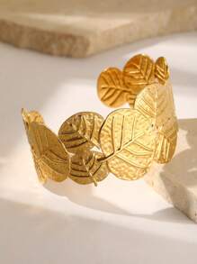 1pc Minimalist Stainless Steel Leaf Bracelet, Suitable For Women To Wear Daily, Party, Gathering