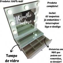 Maggie Dressing Table For Makeup And Jewelry Suspended With Mirror And 7-Nozzle Light Kit Dressing Room 100% MDF (White) - trắng - Xem 5