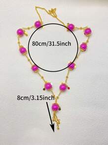 European And American Cross-Border Best-Selling Fashion Colorful Bead Antique Coin Pendant Long Necklace And Pink Bead Round Pendant Long Necklace