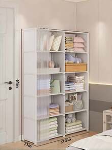 Dustproof Convenient Wardrobe, Home Bedroom Storage Simple Storage Cabinet Combination, Storage Cabinet, Small Apartment Rental Wardrobe Rack, Clothing Separation Storage, Wardrobe Rack - Multicolor - View 3