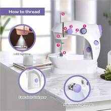 1set Home Mini Portable Electric Sewing Machine ,Beginner's Sewing Machine,Mini Tabletop Electric Sewing Machine,Portable Foot Pedal Straight Line Hand Table Double Thread Set Electric Sewing Machine,Gift For Mom And Wife