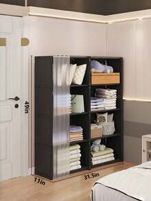 Dustproof Convenient Wardrobe, Home Bedroom Storage Simple Storage Cabinet Combination, Storage Cabinet, Small Apartment Rental Wardrobe Rack, Clothing Separation Storage, Wardrobe Rack - Multicolor - View 16