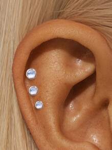 Brincos de piercing labret de pedra da lua, 1 peça, prata esterlina 925, moderno, rosqueado de 2/3/4 mm, parte traseira plana, cartilagem, tragus, hélice, joia fina para uso diário, festa de casamento, noivado, aniversário, dia dos namorados