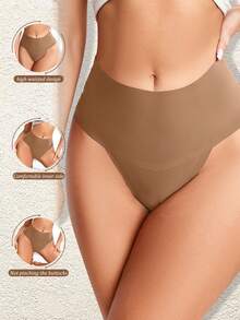 Sharicca 6pcs Women's High Waist Seamless Underwear Soft Breathable Comfortable Stretch Sexy Solid Color Triangle Panties - 設定-1 - 查看 3