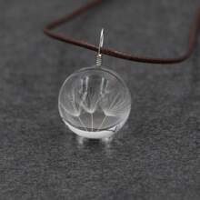 1 Stück elegante Löwenzahn Echte Blume Dekorativ Glas Kugel Anhänger Halskette, minimalistischer modischer Alltagsschmuck für Frauen