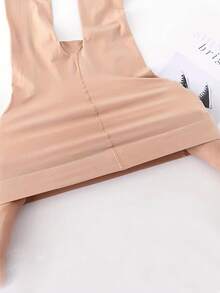 Medias opacas de color piel de cintura alta para mujeres - Beis - Ver 2