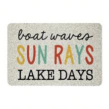 Summer Boat Waves Sun Rays Door Mat, Decorative Indoor Outdoor Patio Entry Front Door Mat, Lake Welcome Mat Decor, Lake House Gifts For Women, Nylon Back To School