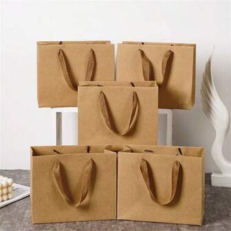 5 件/10 件节日牛皮纸礼品袋 - 非常适合节日送礼、婚礼、袋子、生日、生日、派对、派对装饰