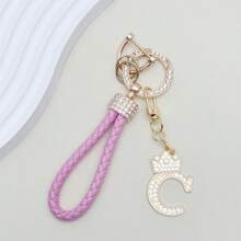 1pc Premium Braided Leather Keychain With Shiny Gold 26 Letter Charms Pendant - , Fashionable And Multifunctional Women Keychain - Various Colors, Perfect Accessory For Car Owners, Stylish Gift Idea - Multicolor - View 37