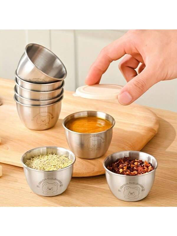 Stainless Steel Seasoning Cup With Lid - Perfect For Salads, Sauces, And Seasonings - Suitable For Lunch Boxes, Picnics, Travel, And Holiday Themes - Perfect For Use In Kitchens And Restaurants Seasoning Storage Container
