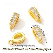 2 stuks 18K verguld messing metalen inleg zirkonia scharnierende hanger enhancer borgsluitingen DIY sieraden maken accessoires