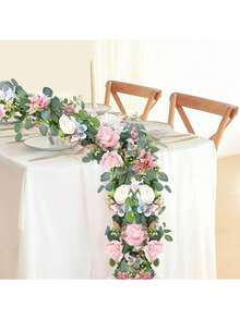 1pc Artificial Eucalyptus Garland With Butterfly, Peony, Rose Flowers, Suitable For Wedding Party Decoration, Garden Lawn, Home Decor, Hanging, Fireplace, Tabletop, Wall, Outdoor, Spring/Summer - Multicolor - View 6