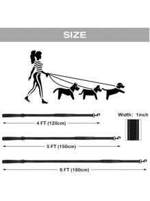 Dog Leash, Suitable For Large Dogs, Dual Hand Grip For Traffic Control, Double-Sided Reflective Dog Lead Suitable For Large & Medium Dogs At Night, 4ft, 5ft, 6ft, Black