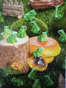 10pcs Random High-Selling Resin Frog Figurines, Micro-Landscape Decor Ornaments - Green - View 6