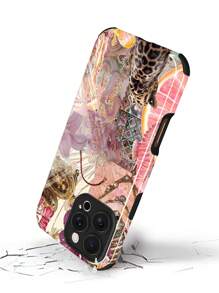 1 pieza Funda de teléfono de material suave TPU + PC 2 en 1, resistente a golpes, antideslizante, con estampado de flores vintage y estampado de leopardo, compatible con Apple 11/12/13/14/15/16/16 Plus/16 Pro/16 Pro Max
