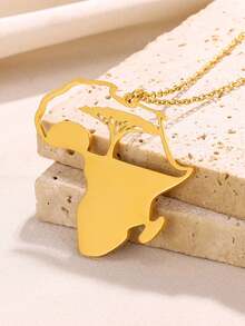 1 件非洲地图项链女士金色不锈钢地图吊坠项链派对美观防水珠宝礼物