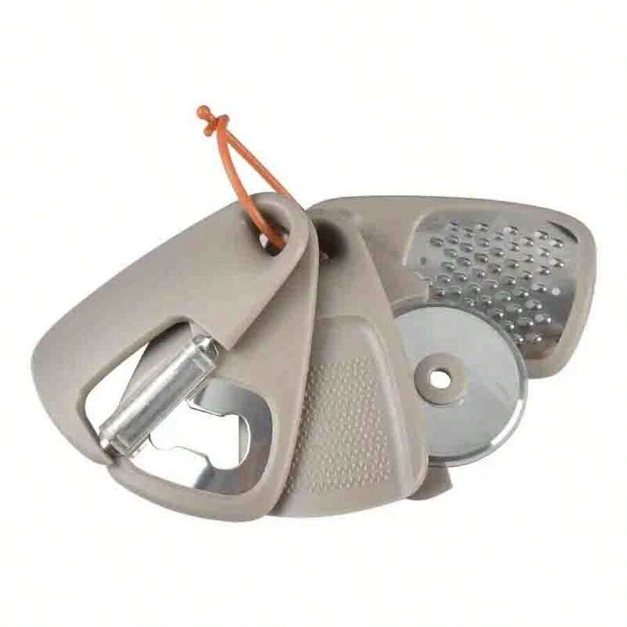 5pc Stackable Kitchen Gadget Set, Stainless Steel Cooking Tools, Space Saving, Hand Operated, Suitable For Caravans And Camping - 灰色 - 查看 1