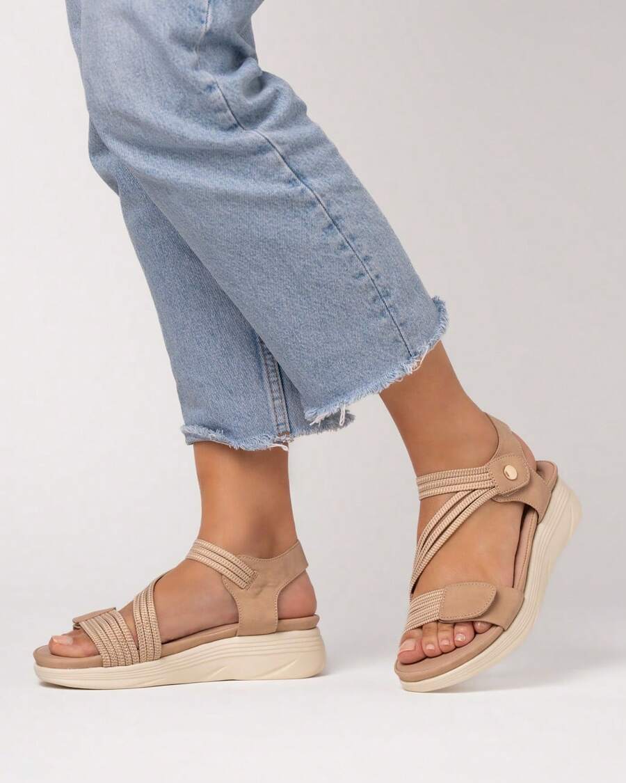 Casual Sport Sandals With Thick Sole And Lightweight EVA Insole And Non-Slip TPR Sole. Adjustable Straps For Optimal Support, Open-Toe Summer Shoes For Beach And Daily Wear. - Màu Khaki - Xem 1