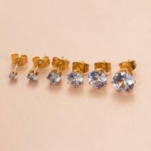 6 Paia Di Orecchini Con Zirconia Cubica Per Donne E Uomini, Orecchini A Perno In Acciaio Inossidabile Ipoallergenici Con CZ Per Cartilagine, 3mm 4mm 5mm 6mm 7mm 8mm