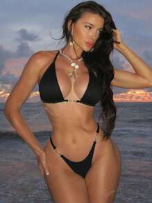 Swim SXY Set bikini triunghiular cu bretele și halter, model vară plajă