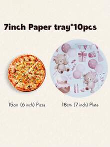 68/10/Set, Blue And Pink Teddy Bear Themed Party Supplies, Disposable Party Plates, Party Paper Plates. Includes 7-Inch Plates, 9-Inch Plates, Paper Cups, And Tissue Sets. Suitable For 16 People, Picnic Supplies, Birthday Parties, Camping, Decoration, And Celebration Events. Party Gifts, Bridal Showers, Cartoon Animals, Cute, Blue, Pink, Bear - Multicolor - View 11