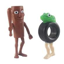 AI Shanshaijing Figurines, Tralala Wooden Stick Person Wearing Shoes Shark Plush Doll, Shanshaijing Hanging Decoration Blind Box Funny Figure Doll, Wooden Stick Person Small Blind Box Unboxing Doll, Lifelike Doll