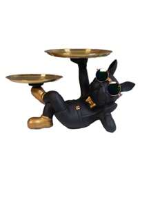 2 Styles Of Figurine Ornaments, French Bulldog Gift Key Holder Tray, Candy Dish, Home Decor Resin, Butler Statue Key Bowl For Entryway, Desk, Dining Table, Office Accessory Tray