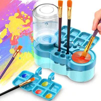 1pc Brush Cleaner, Upgraded 5 In 1 Painting Supplies With Palette And Brush Holder, Water Recirculating Brush Cleaning Tool Rinse Cup For Acrylics, Watercolours, Water-Based Paints, For Art