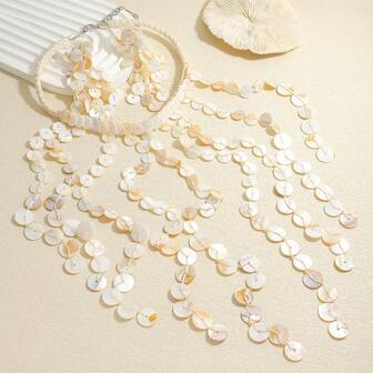 1pc Bohemian Handwoven Multilayer Waterfall Natural Shell Pearl Necklace & Earrings Set, Fashionable Luxury Shell Bead Pendant Necklace & Earrings Suit For Women, Suitable For Concerts, Parties And Gatherings (Shell Bead Position Random)