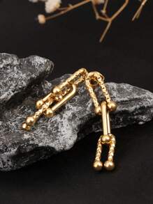 1pc 18K Gold Stainless Steel U-Shaped Horseshoe Ring Accessories For Women, Hip-Hop Style, Suitable For Daily Wear, Gift For Girlfriend, Friend