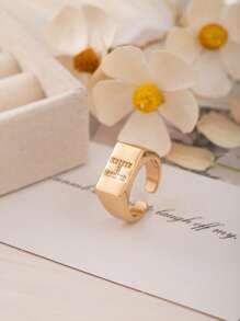 1 Stück modischer minimalistischer Buchstaben 26 Buchstaben quadratischer offener Ring, geeignet für tägliches Dekor-Tragen, kann ein Geschenk für Liebhaber, Freunde, Familie an Geburtstag, Feiertag, Jahrestag sein