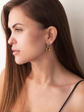 Pendientes de aro redondos de acero inoxidable chapados en oro de 18K con acabado brillante y multicolor - Piezas de joyería gruesas y de alta calidad
