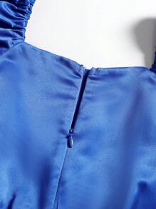 Women's Formal Evening Dress Square Neck Short Puff Sleeves Elegant Long Dress Satin Wedding Dress Bridesmaid Bridal Bridal Cocktail Satin Silk Satin Bachelorette Party Engagement Bride Bridesmaid Bridal Wedding Cocktail Party Formal Prom Bachelorette Engagement