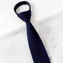 Corbata de punto a rayas con cabeza plana, ajustable, suave y sin nudos, corbata automática con cremallera como accesorio para traje de chico