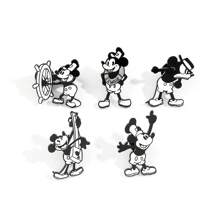 5 Peças Conjunto de Broches de Animal Cartoon Disney, Preto e Branco Capitão Mickey Mouse, Alfinete de Esmalte, Acessórios para Mochila, Roupas, Joias, Placas Metálicas, Presentes