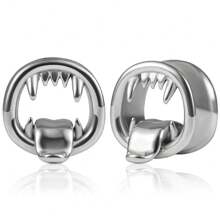 2PCS Hot 316 Stainless Steel Halloween Monster Tongue Ear Tunnels Ear Gauges Tunnels Plugs Stretcher Expander Piercing Body Jewelry Women