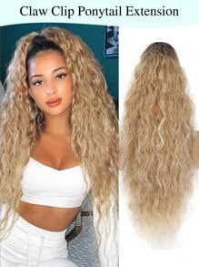 Ponytail Extension Claw 30" Long Curly Pony Tail Claw Clip In Hair Extension Fluffy Natural Looking Synthetic Hairpiece For Women