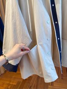 Women Hooded Trench Coat, Loose Fit High-End Casual Midi Jacket, Spring/Autumn 2025 New Arrivals