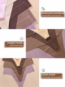 Sharicca 6pcs Women's High Waist Seamless Underwear Soft Breathable Comfortable Stretch Sexy Solid Color Triangle Panties - 設定-2 - 查看 5