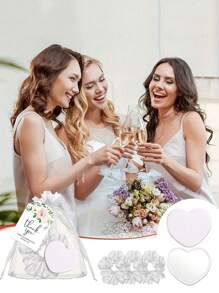 16/4 Stücke Hochzeitsfeier Herz-Spiegel-Set, Hochzeitsbegünstigungsgeschenkset mit Herz-Spiegeln, Dankeskarten, Organza-Zugband-Beutel, Brautparty-Geschenke, Brautjungfern-Geschenke, Hochzeitstisch-Mittelstück-Dekoration, tragbare kompakte Spiegel, Geschenke für Neuvermählte, Partybegünstigungen, geeignet für Geburtstagsparty, Junggesellinnenabschied, Spa-Partys