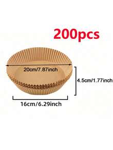 100个方形一次性空气炸锅内胆、纸质空气炸锅内胆、纸质篮碗、烤盘、烤箱配件、烘焙工具、厨房小工具、厨房配件 - 本色圓形 - 查看 15