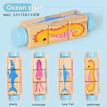 Rotierendes 3D Puzzle - Cartoon Tiere, Obst und Gemüse Verkehr Kognition - Spielzeug zur kognitiven Förderung für Kinder von 0-3 Jahren, Baby Frühpädagogisches Puzzle Spielzeug