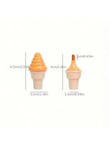 6pcs/Set Creative Cartoon Ice Cream Shaped Fluorescent Highlighter Pens, Portable Mini Marker Pen, Ice Cream Diary Pen, Suitable For Students, Back To School, School Supplies, Cute Stationery, Colored Writing, Stationery, Pens, Colorful Marker Pens, Christmas Small Gift, Bag Size Around 8.4cm X 10.4cm (Assorted Styles In The Picture) - Multicolor - View 3