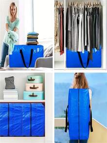 1pc Mobile Storage Bag, Moving Supplies And Heavy Duty Large Storage Bag With Zipper Backpack, Essentials For College Dorm, Portable Carry Bag Garment Storage Box (PE)