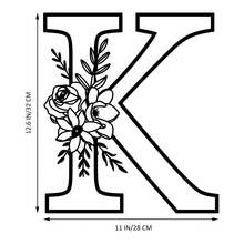 1 pieza Cartel de metal con Flor y Letra, Combinación personalizada de nombres, letras iniciales y palabras, Decoración de pared de arte de metal, Decoración DIY de fondo de boda, Regalo para el hogar