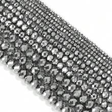 1pc Metallic Silver Faceted Crystal Beads 3/4/6/8/10mm Plated Crystal Abacus Beads