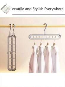 1pc/3pcs 9-Hole Multi-Functional Rotating Folding Clothes Hanger With Storage Shelf, Home Decor For Room, Bedroom