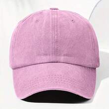 1pc Fashion Solid Color Washed Vintage Thick Baseball Cap - A - View 8