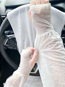 A Pair Of Summer Lace Sun Protection Sleeves, Soft Texture, Breathable And Sweat-Wicking, Beautiful Sun Protection Ice Silk Sleeves, Suitable For Outdoor Travel, Sports, Cycling, Driving, Etc.