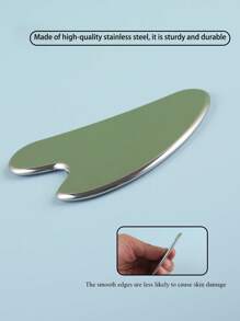 1 pièce Outil de massage Gua Sha en forme de cœur en acier inoxydable argenté, avec sac de transport, adapté pour un usage à domicile et en salon, lifting du visage, nettoyage des impuretés